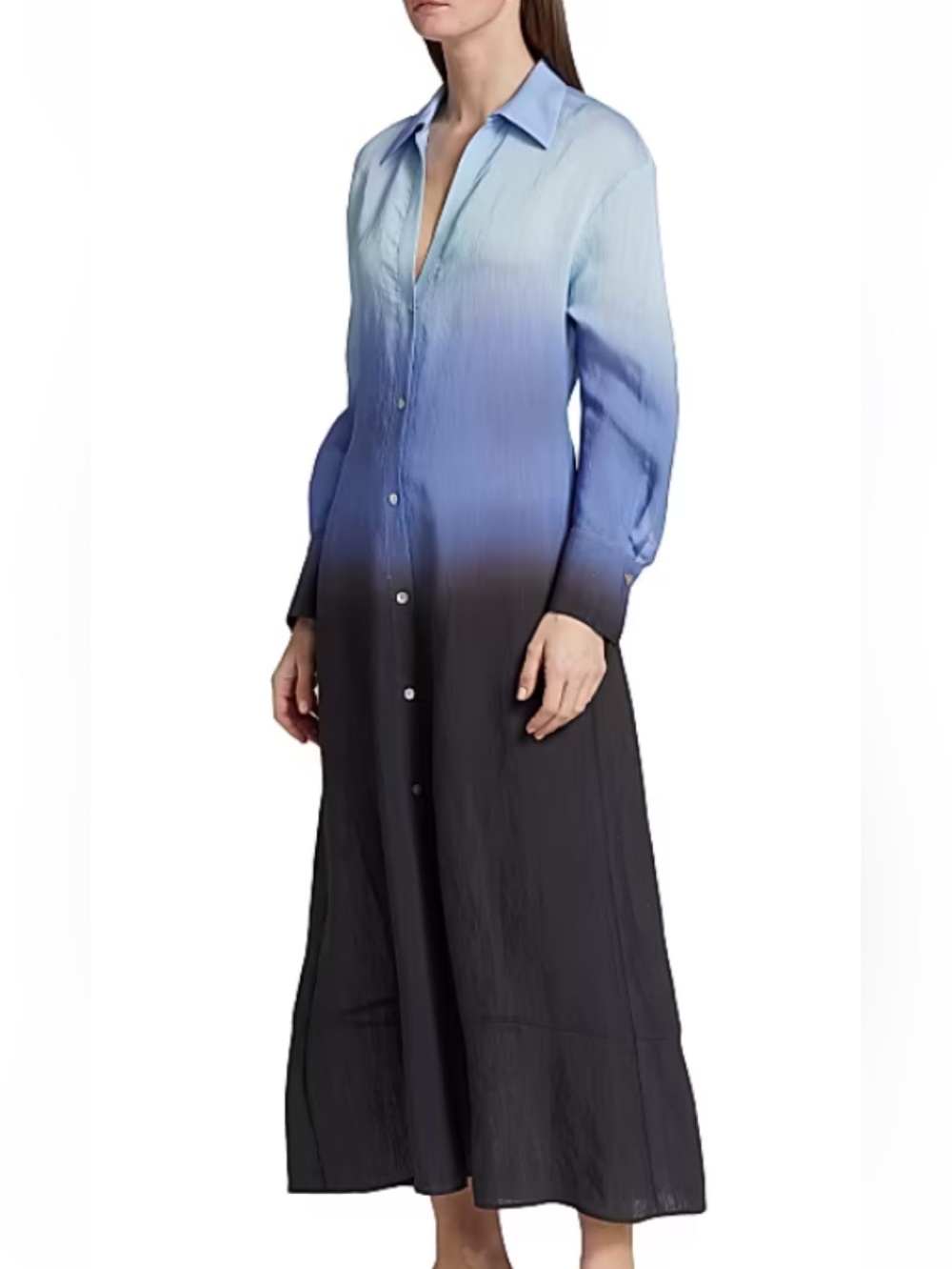 Vince Ombre Blue to Black Maxi Shirt Dress Size XXS - Picture 7 of 11